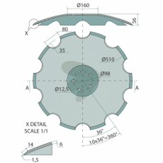 Tannet tallerken Ø510x6mm