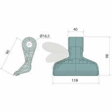Hammerslag 40/119mm, hull 16,5mm