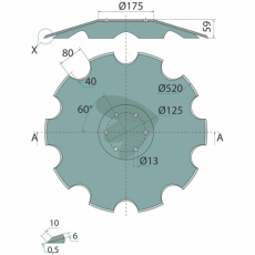 Tallerken tagget Ø520x6mm