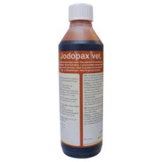 Jodopax-vet 500 ml, et effektivt antiseptisk middel for dyr med jodløsning.