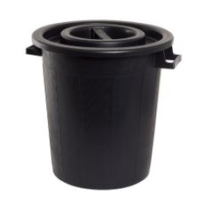 Stor 50 liters tønne med lokk, perfekt for sikker lagring av store mengder.