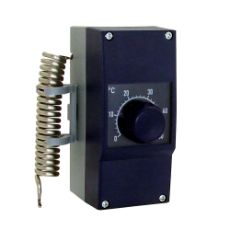 Termostat Suevia brukt for varmekabel og elkoblinger i hageapplikasjoner.