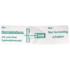 LGF dekal for PTO-bryter, viktig for sikker bruk av traktorer.