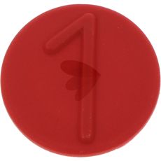 Rød klips for hengselslokk, sikrer stabilitet og funksjon.