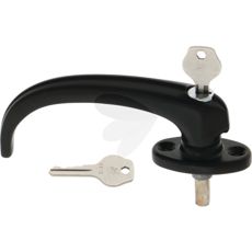 Låsbart dørhåndtak for åpen hytte, sikker og praktisk design.