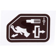 Brun etikett for startlås, viktig sikkerhetstiltak for kjøretøy.