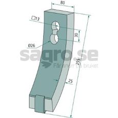 Skjærespiss med 80 mm bredde, perfekt for presisjonsarbeid i jorden.