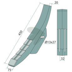 Maschio skjærespiss 450 mm, utformet for effektive kutt i harde jordsmonn.