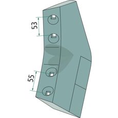 Lang skjærkniv venstre, designet for å sikre en effektiv høstefunksjon.