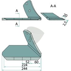 Bilde av høyre vingeplog for Cultimer, artikkelnummer H2218181.