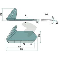 Vingeskjær venstre 00311274, designet for effektiv skjæring i ulike landbruksmaskiner.