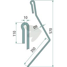 Lang midt harvpigg, høyre side for Amazone redskaper.