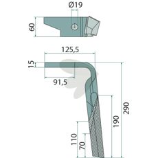 Rotorharvtann Høyre 950788, kritisk for å sikre effektiv harving.