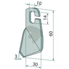 Slipt høyre vingkniv, designet for å gi beste skjæreyting.