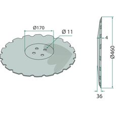 Tallerken med fin tannet design for effektiv bearbeiding av jord.