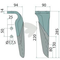 M38100223R venstre rotorharvtann for effektiv markhåndtering.