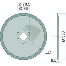 Skjærskive Ø330 mm for effektiv jordbearbeiding i gjødselsystem.