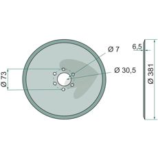 Skjærskive Ø385 mm for presis plassering av gjødsel.