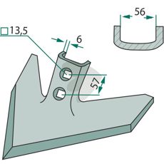 Gåsefotskjær med 200 mm arbeidsbredde og 50 graders vinkel for effektiv jordbearbeiding.