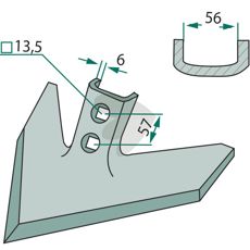 Gåsefotskjær med 420 mm arbeidsbredde og 50 grader vinkel for effektiv skjæring.