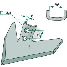 Gåsefotskjær med 457 mm arbeidsbredde og 50 graders vinkel for tøffe arbeidsoppgaver.