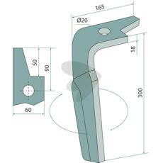 Rotorharvtann kompatibel med Amazone og andre merker.