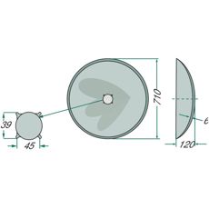 Skive slett Ø710x6 mm, ideell for jevn jordbearbeiding og dyrking.