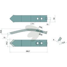 Kraftig spiss 50 mm, ideell for jordbearbeiding og landbruk.