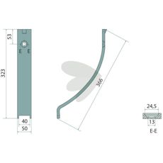 Leddskjær, 50 cm bredde, utmerket valg for presisjonsarbeid i jord.