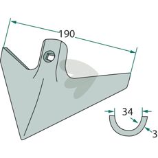 Hakkskjær med tykkelse 3 mm, optimal for varierende jordforhold.