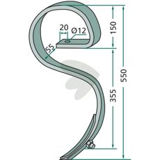 Kvalitets bøyd harvpinner med skjær for grundig jordbearbeiding.