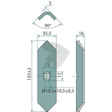 Amazone skjær 130x33x5mm, perfekt for ulike jordredskaper.
