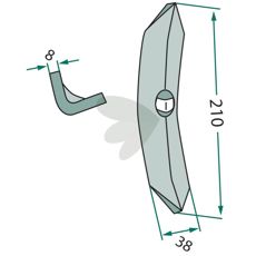 Skjær 210x38x8mm, ideelt for tøffe arbeidsforhold.