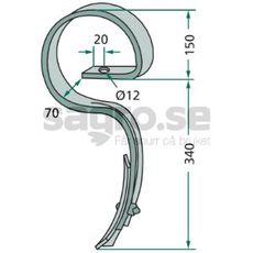 Kultivatorpinne komplett med skjær, perfekt for effektiv jordbearbeiding.