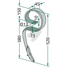 Agrilla Nova pinne med skjær og skrue, ideell for traktorer og landbruk.