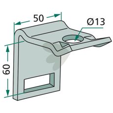 Feste for pinne 32x10, designet for ramme 50x50.