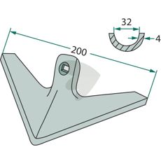 Hakkeskjær 200 x 4, effektiv for jordbearbeiding og pløying.