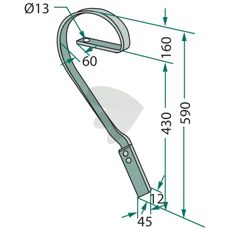 Komplett venstre slepestift med skjær, designet for robust arbeid.