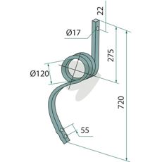 Stift 25x25 mm lengde 720 mm, passende for landbruksutstyr og konstruksjon.