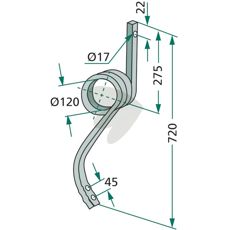 Slitesterk stift 25x25 mm, lengde 720 mm, utformet for presisjon og styrke.