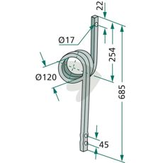 Pinne 685X22mm med huleavstand, ideell for spesialisert landbruksbruk.