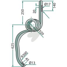 Pinne 30x30mm, 625mm, huleavstand for effektivt arbeid innen landbruk og byggebransjen.