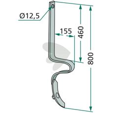 Lang pinne med skjær 32x10mm, 800mm lang, for effektiv bruk.