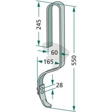 Pinne med skjær, passer Fiona, Stegsted og Taarup, 550mm lang.
