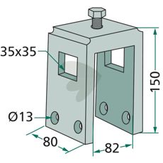 Holder for ramme 80X80 med pinner 32X10/12, perfekt for stabilisering og holdbarhet.