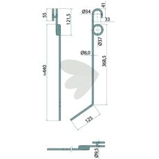 Etterharvstind med 8 mm tykkelse, utmerket for robuste jordbearbeidingsoppgaver.