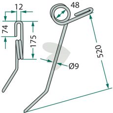 Holdbar bak etterharvpinn 420860 for forbedret jordbearbeiding.