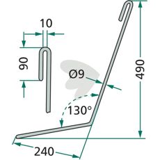 490mm høyre etterharvpinn for Amazone, utmerket for presisjon.