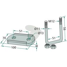 Bøyeboltdesign for ramme 50x50 mm, holdbar og robust konstruksjon.