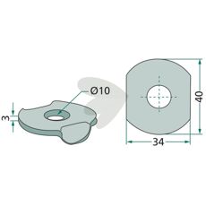 Skive 18010.ST-HH-1, nødvendig for å sikre og feste utstyr.